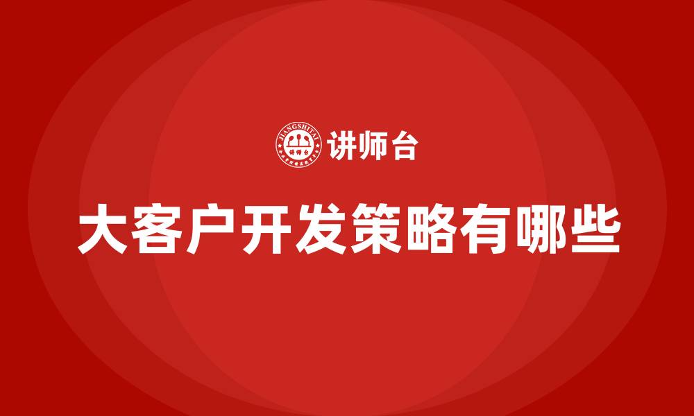 文章大客户开发策略有哪些的缩略图