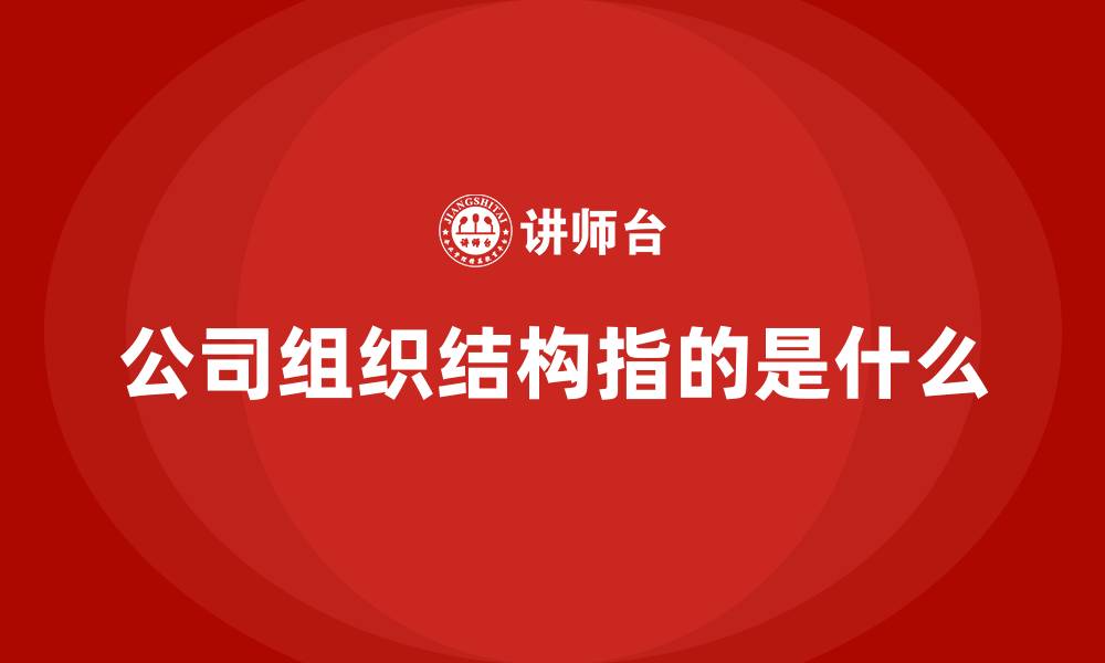 公司组织结构指的是什么