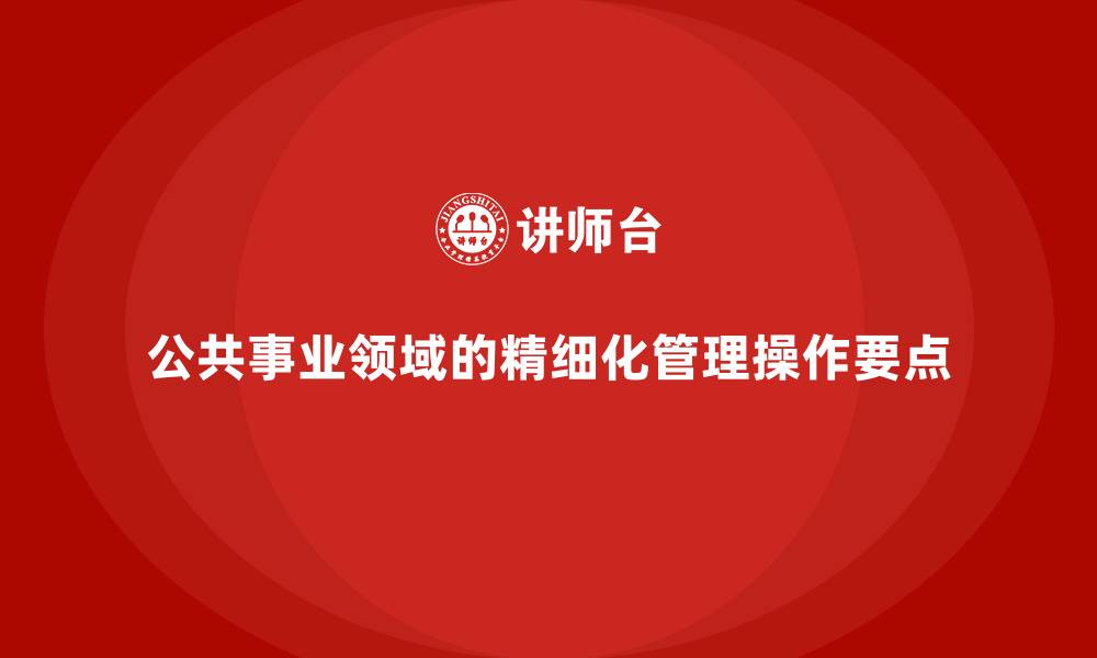 文章公共事业领域的精细化管理操作要点的缩略图