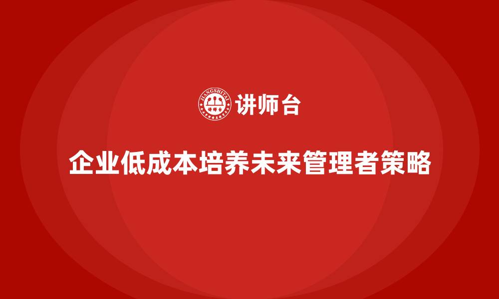 企业低成本培养未来管理者策略