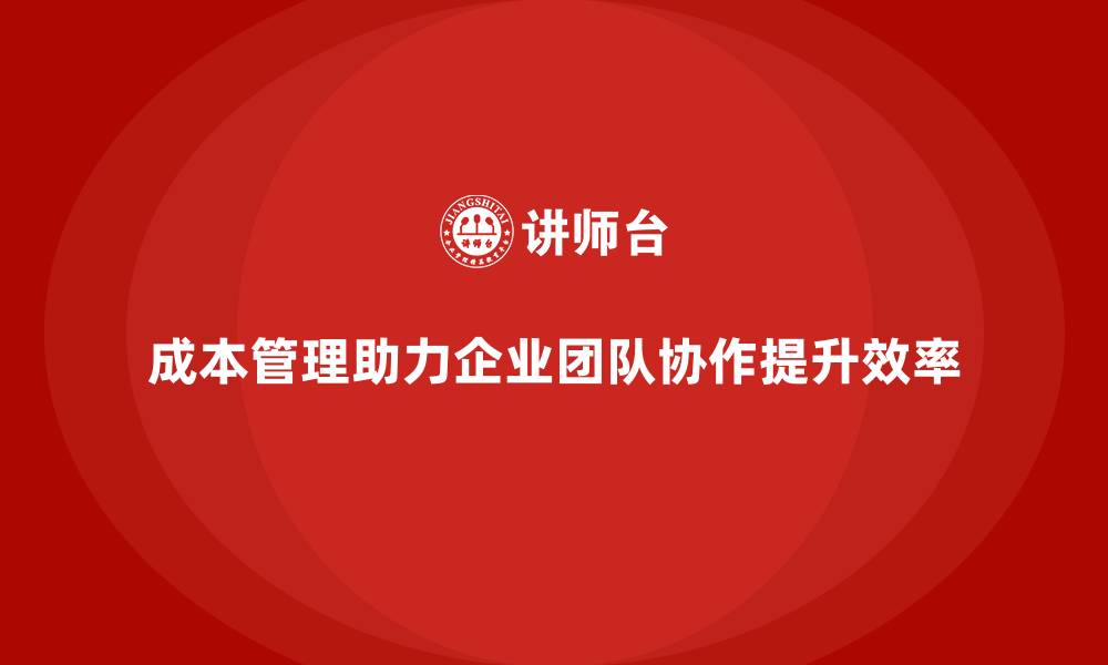 文章企业如何用成本管理强化团队协作的缩略图