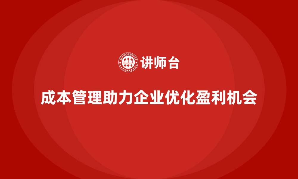 文章成本管理如何帮助企业识别盈利机会的缩略图