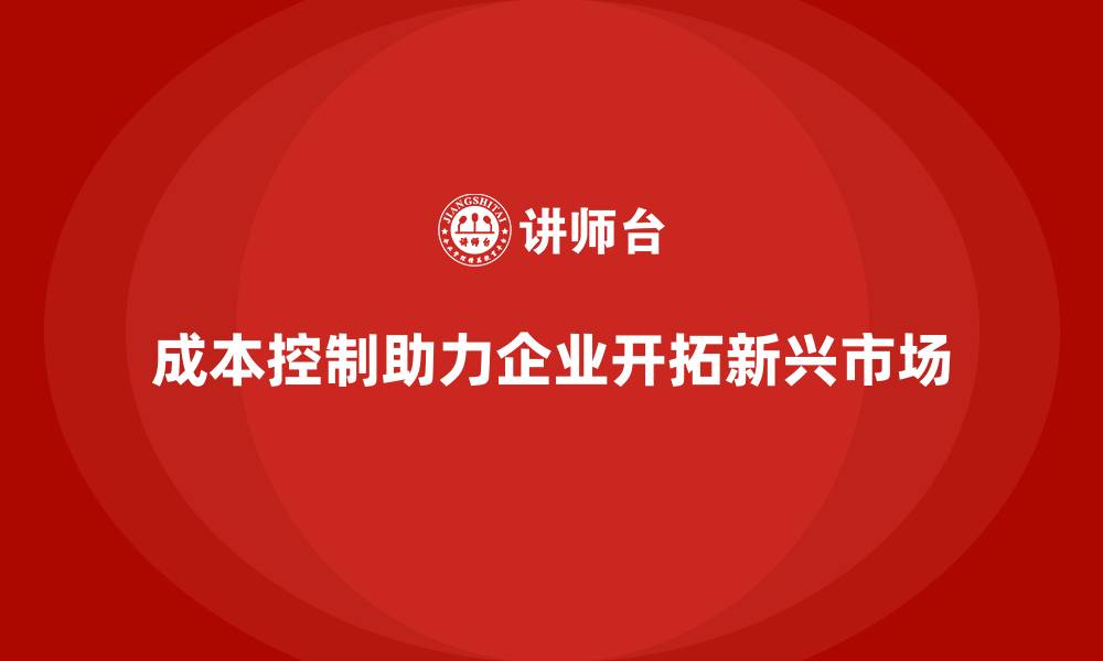 文章企业如何用成本控制助力新兴市场开拓的缩略图