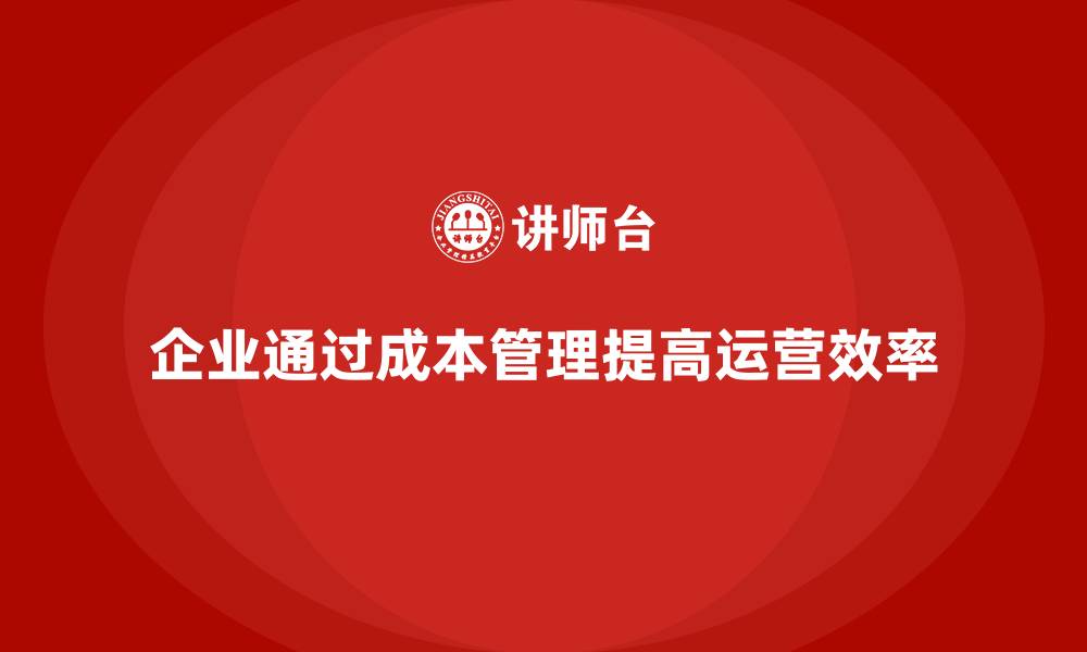 文章企业如何通过成本管理提高运营效率的缩略图
