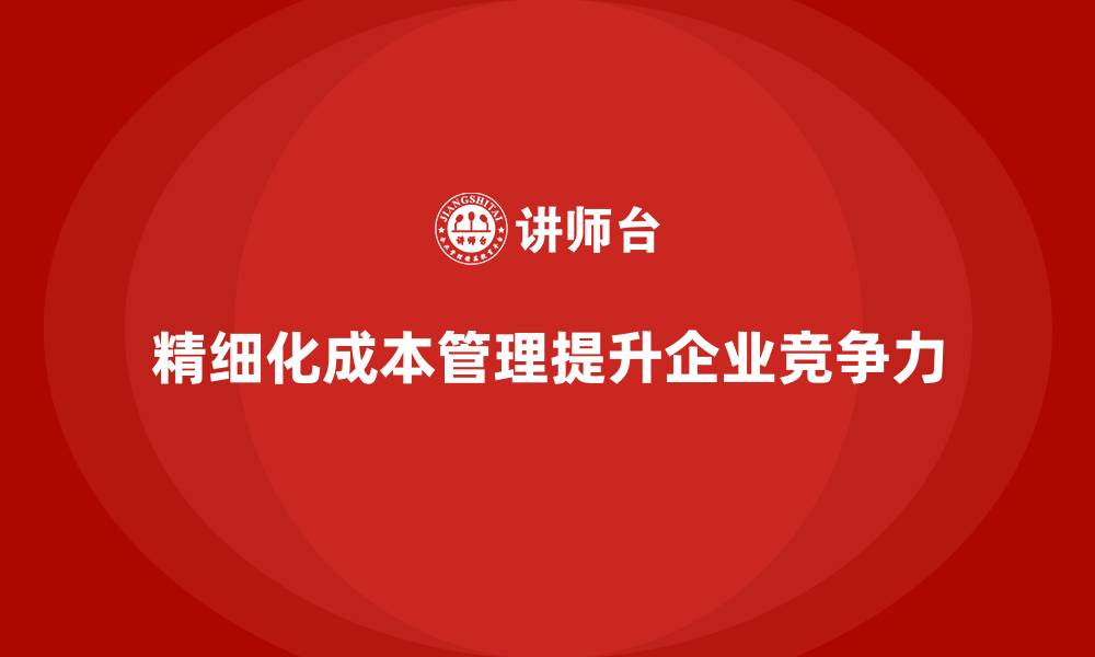 文章如何通过精细化成本管理提升运营效率的缩略图