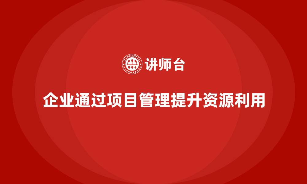 企业通过项目管理提升资源利用