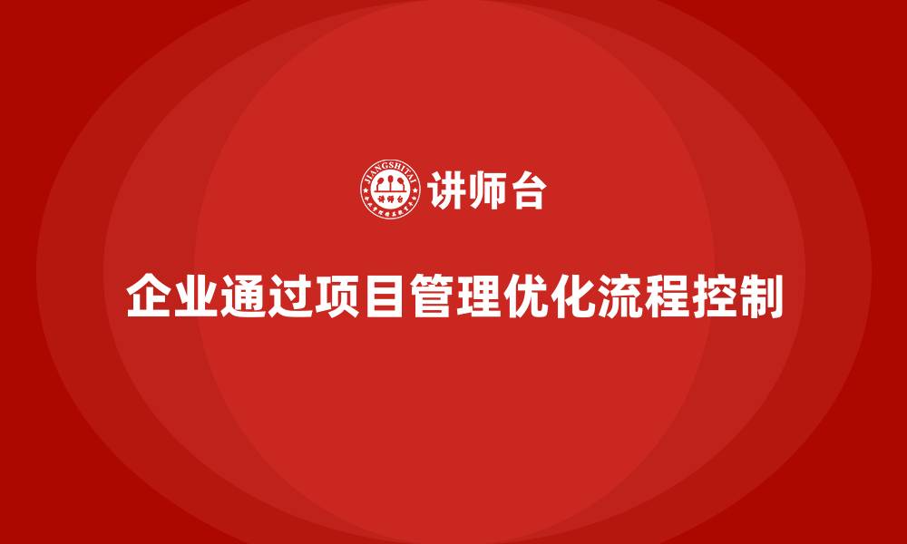 企业通过项目管理优化流程控制