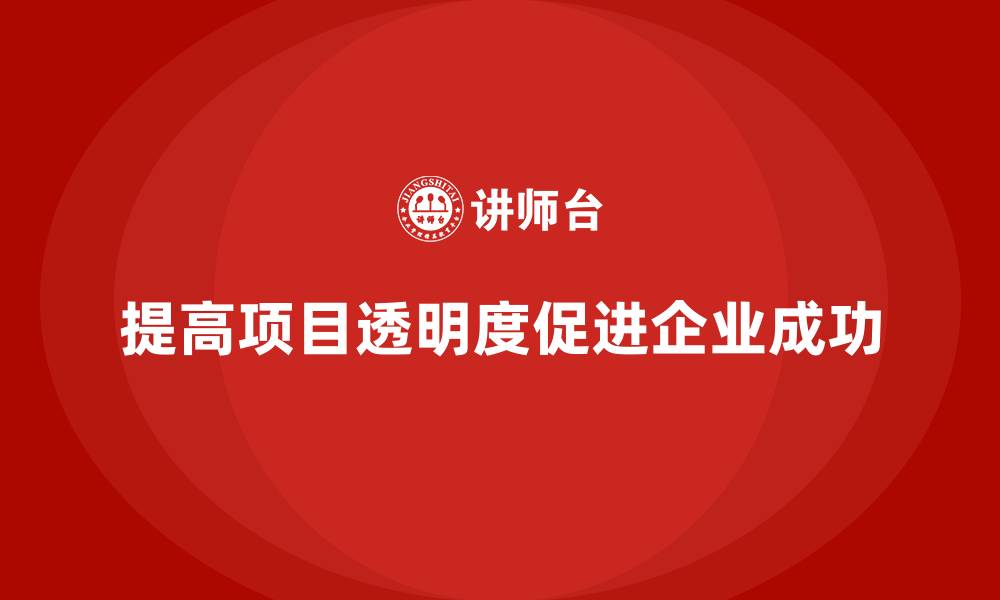 提高项目透明度促进企业成功