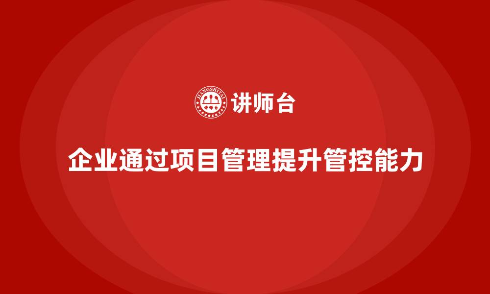 企业通过项目管理提升管控能力