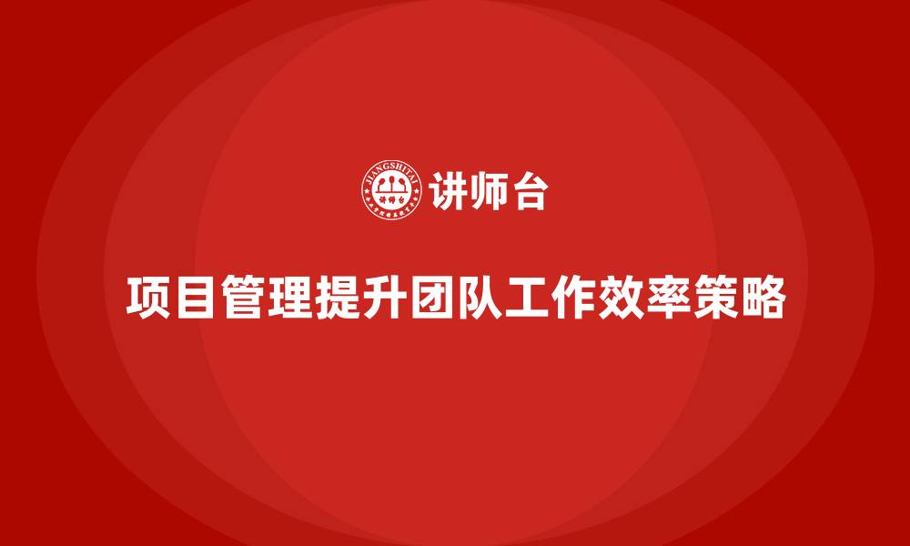 项目管理提升团队工作效率策略