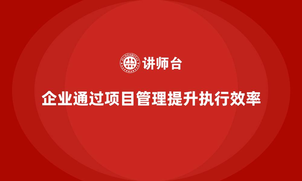 企业通过项目管理提升执行效率