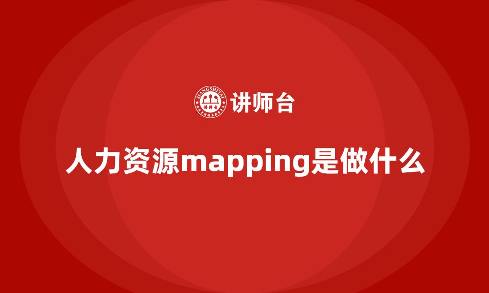 文章人力资源mapping是做什么的缩略图