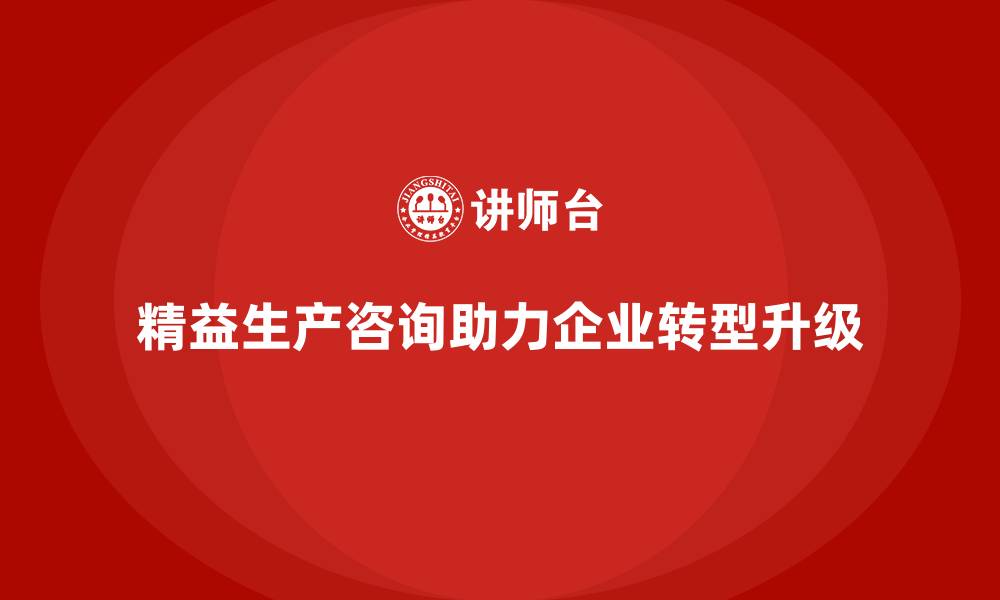 文章精益生产咨询助力优化生产工艺的缩略图