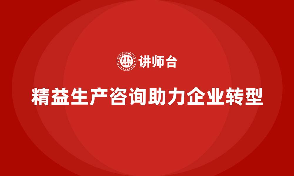 文章精益生产咨询推动工厂生产转型的缩略图