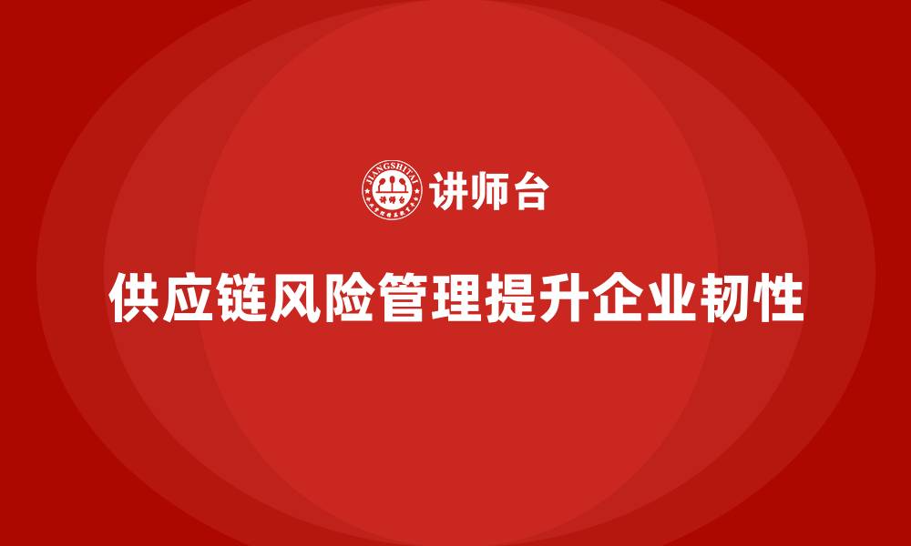 供应链风险管理提升企业韧性