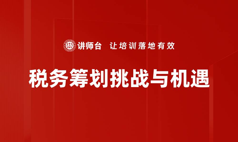 税务筹划挑战与机遇