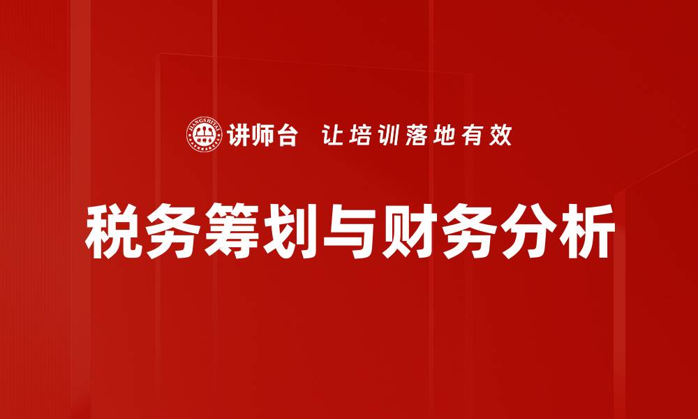 税务筹划与财务分析