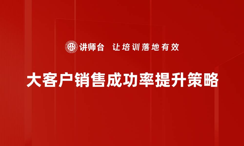 大客户销售成功率提升策略