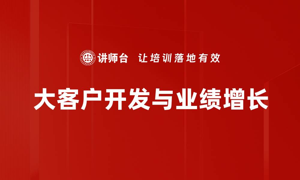 大客户开发与业绩增长