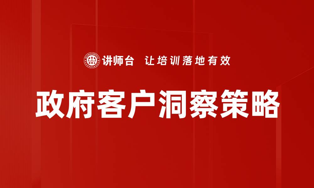 文章深入探索政府客户洞察提升服务质量的方法的缩略图