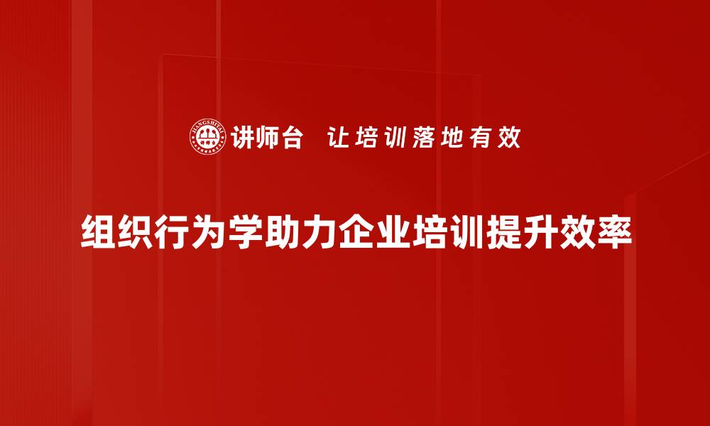组织行为学助力企业培训提升效率