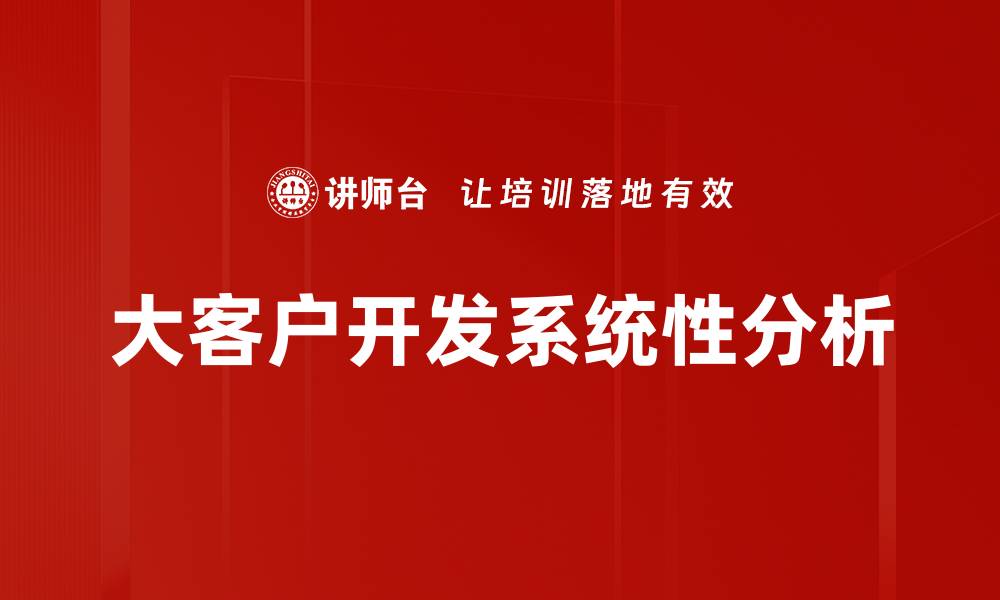 大客户开发系统性分析