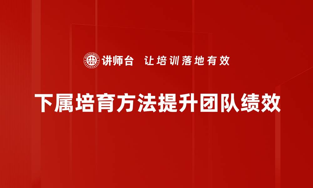 下属培育方法提升团队绩效
