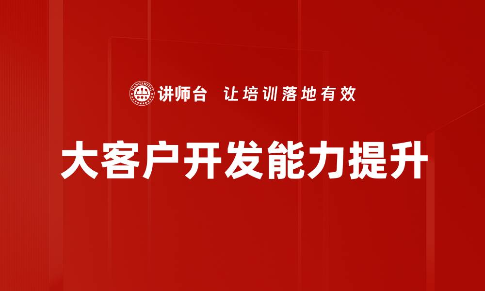 大客户开发能力提升