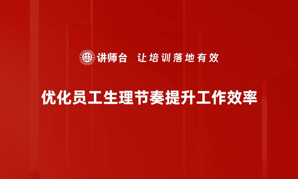 优化员工生理节奏提升工作效率