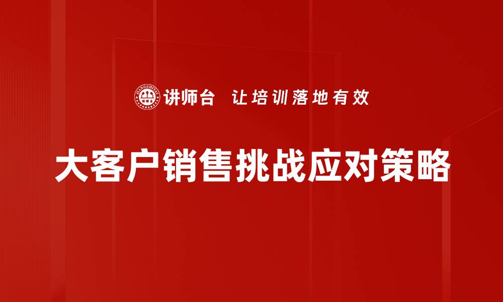 大客户销售挑战应对策略