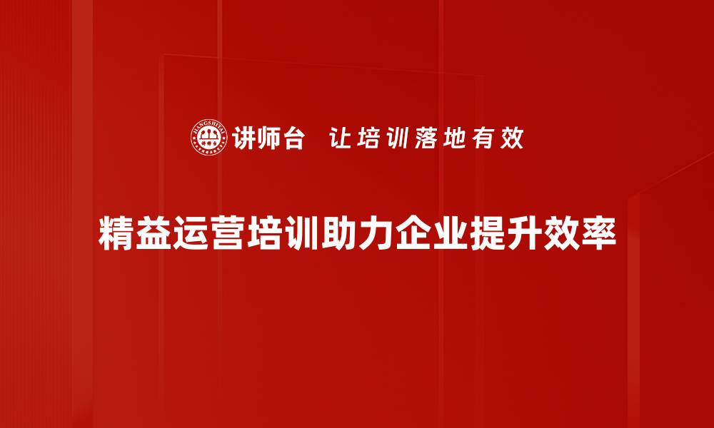 文章提升企业效率的秘密：精益运营的最佳实践解析的缩略图