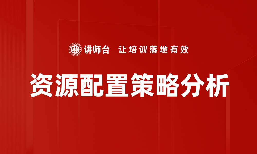 资源配置策略分析
