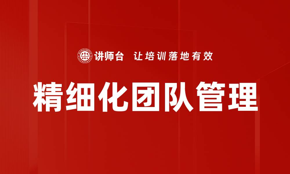 精细化团队管理