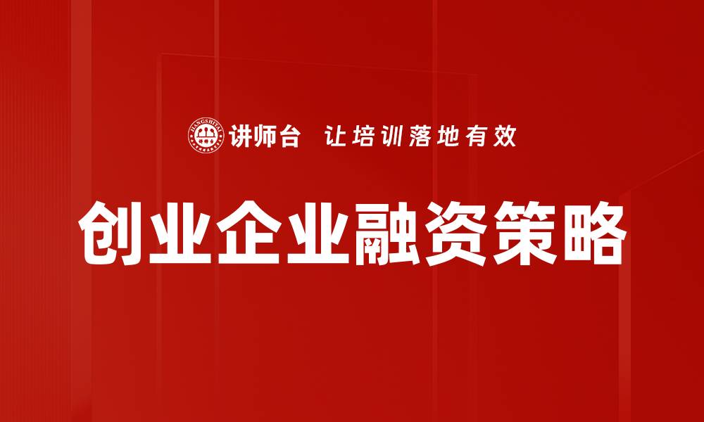 创业企业融资策略