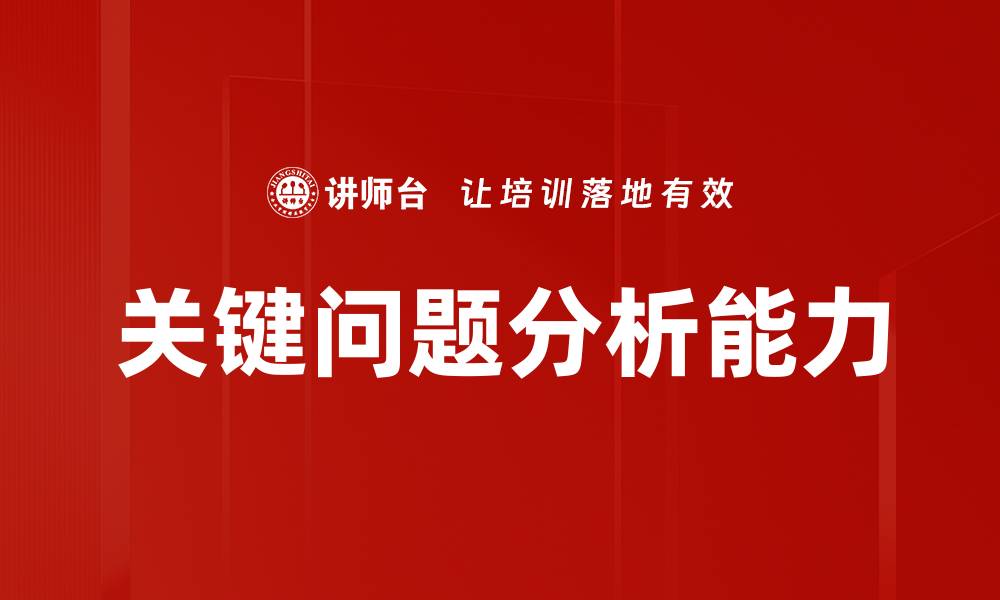 关键问题分析能力