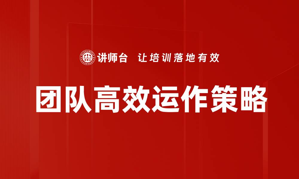 团队高效运作策略