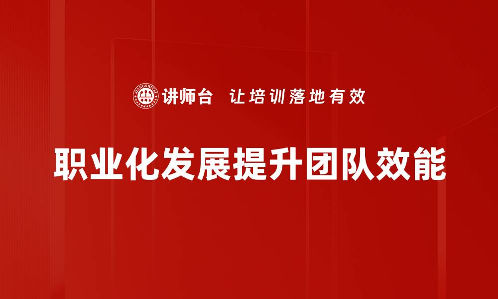 职业化发展提升团队效能
