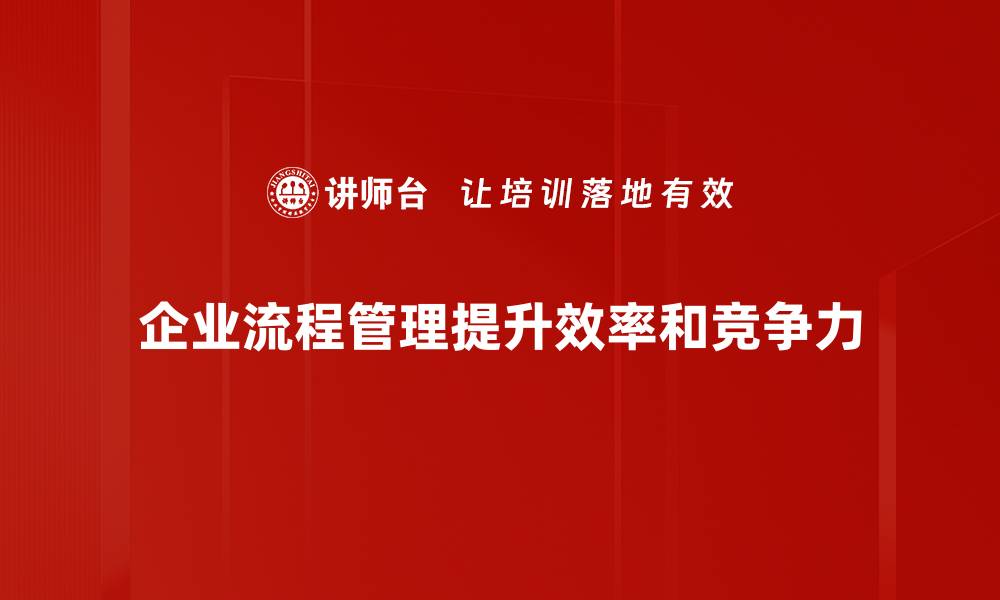 企业流程管理提升效率和竞争力