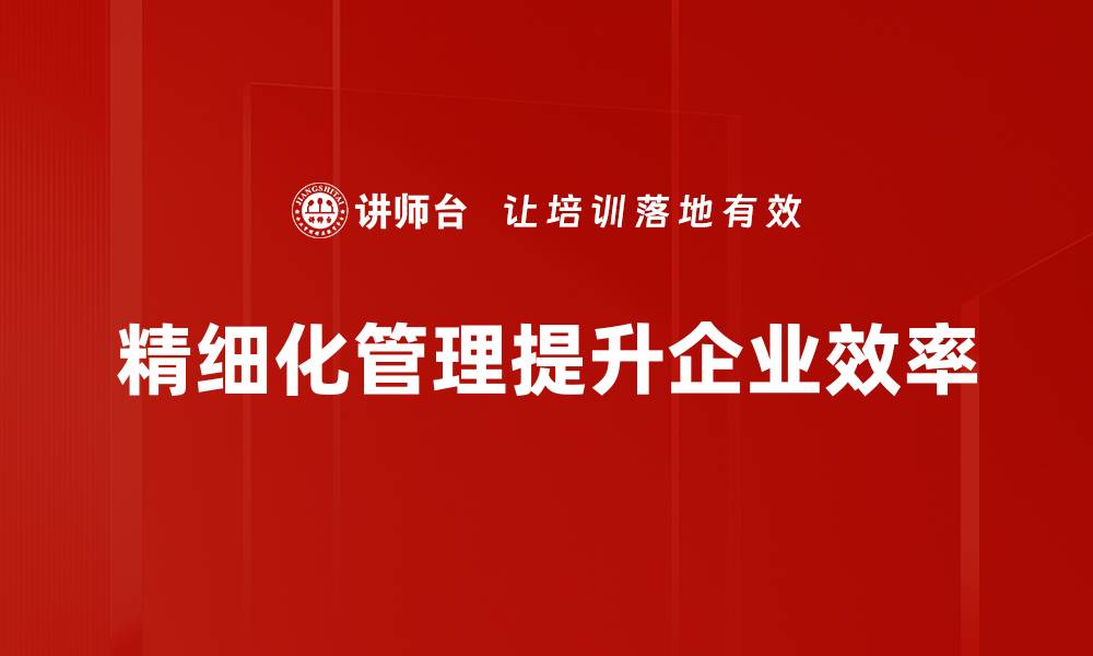 文章提升企业效率的精细化管理策略解析的缩略图