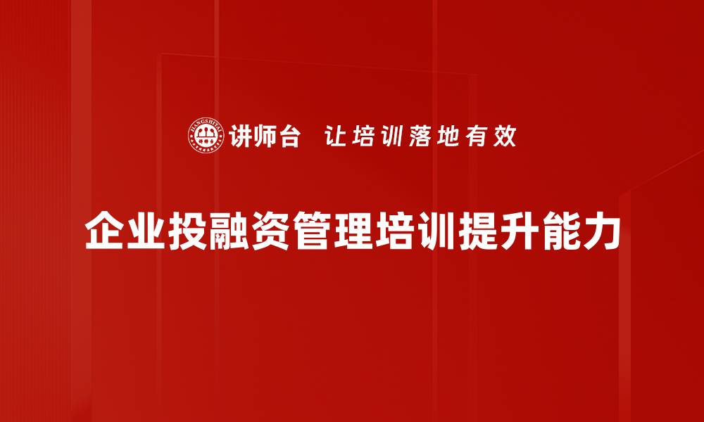 文章投融资管理：助力企业高效资金运作与风险控制的缩略图