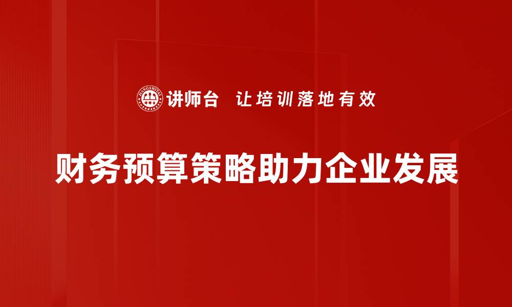 文章掌握财务预算策略，企业稳健发展的新动力的缩略图