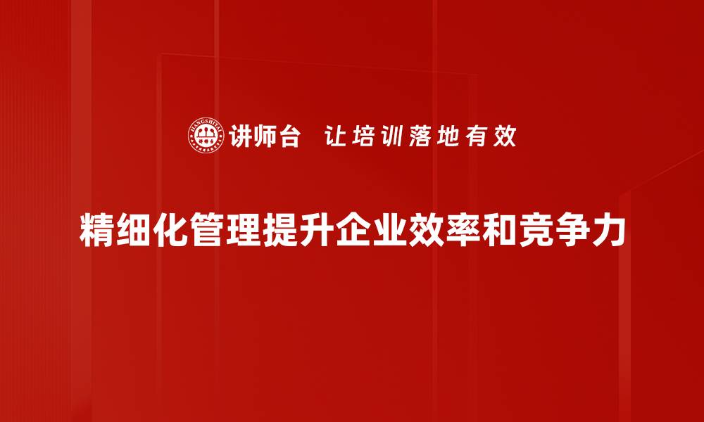 文章精细化管理助力企业提升效率与竞争力的缩略图