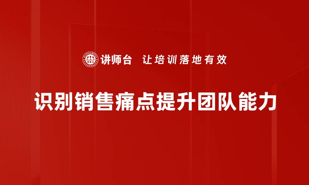 识别销售痛点提升团队能力