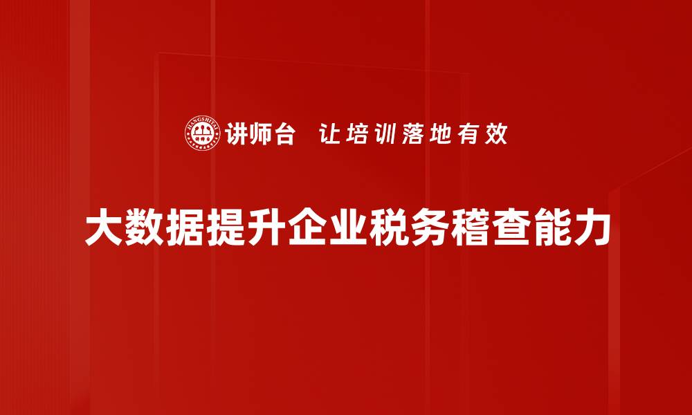 文章大数据技术助力税务稽查提升效率与精准度的缩略图
