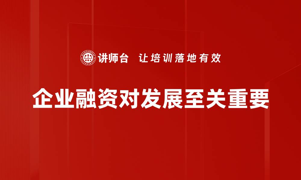 文章企业融资新机遇：助力创业者快速发展策略分析的缩略图