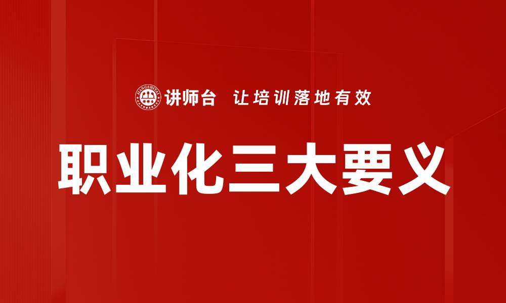 职业化三大要义