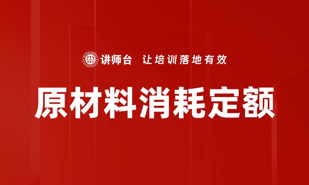原材料消耗定额