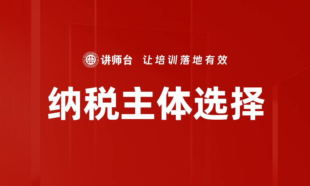文章纳税主体选择的缩略图