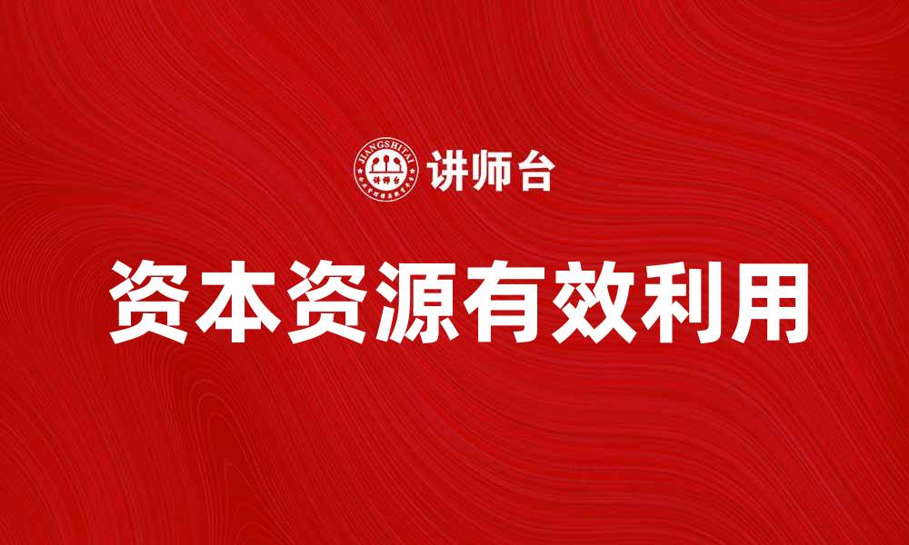 资本资源有效利用