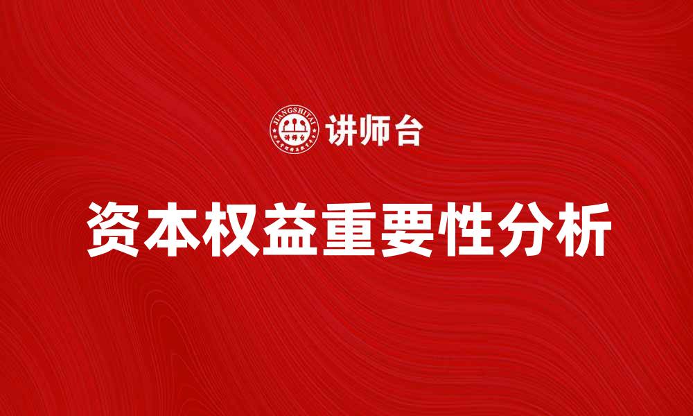文章资本权益在投资决策中的重要性分析与探讨的缩略图